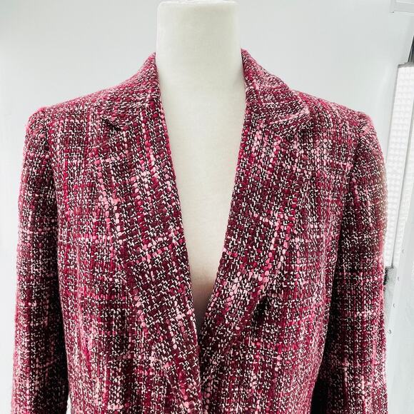 Mossimo Pink White Tweed Classic Colorful Notched Collar Button Jacket Blazer L - Picture 6 of 11